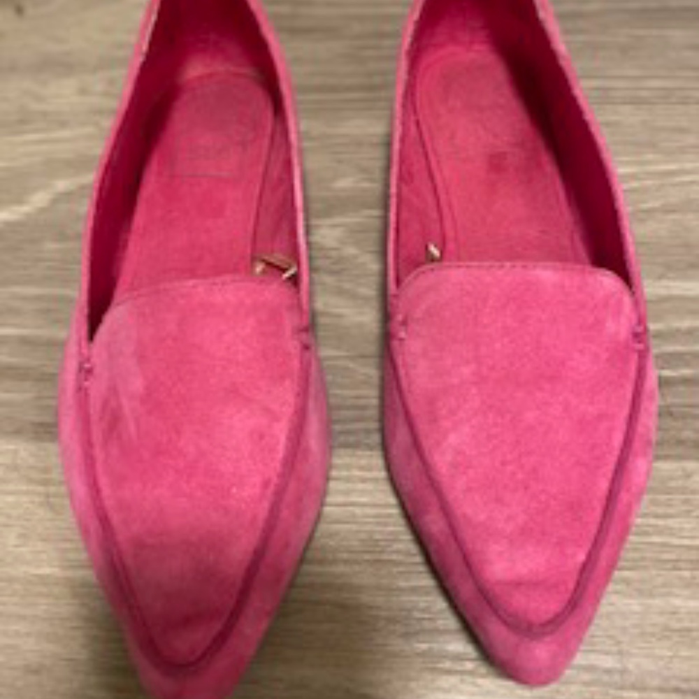 Hot pink suede loafers/flats